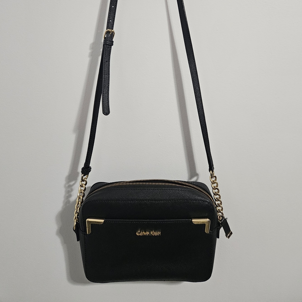 Calvin Klein Black Crossbody Bag Gold Chain Strap